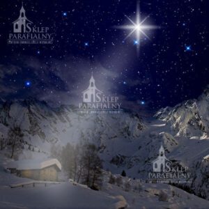 tło do szopki bożonarodzeniowej z motywami Betlejem, aniołów i gwiazd — elegancka, trwała dekoracja podkreślająca duchowy wymiar Świąt.