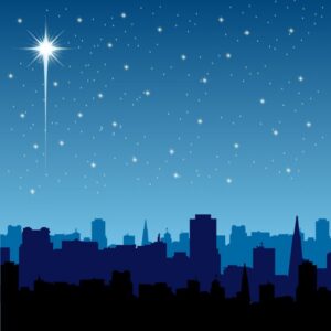 tło do szopki bożonarodzeniowej z motywami Betlejem, aniołów i gwiazd — elegancka, trwała dekoracja podkreślająca duchowy wymiar Świąt.