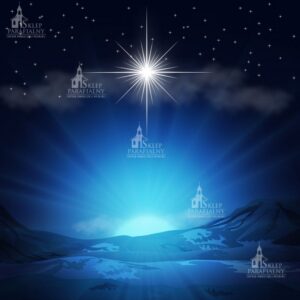 tło do szopki bożonarodzeniowej z motywami Betlejem, aniołów i gwiazd — elegancka, trwała dekoracja podkreślająca duchowy wymiar Świąt.