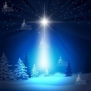 tło do szopki bożonarodzeniowej z motywami Betlejem, aniołów i gwiazd — elegancka, trwała dekoracja podkreślająca duchowy wymiar Świąt.