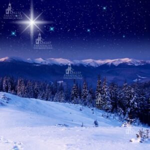 tło do szopki bożonarodzeniowej z motywami Betlejem, aniołów i gwiazd — elegancka, trwała dekoracja podkreślająca duchowy wymiar Świąt.