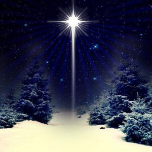 tło do szopki bożonarodzeniowej z motywami Betlejem, aniołów i gwiazd — elegancka, trwała dekoracja podkreślająca duchowy wymiar Świąt.