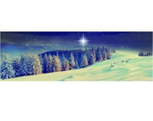 Eleganckie tło do szopki z motywami Betlejem, aniołów i gwiazd — idealne do podkreślenia duchowego wymiaru Świąt.