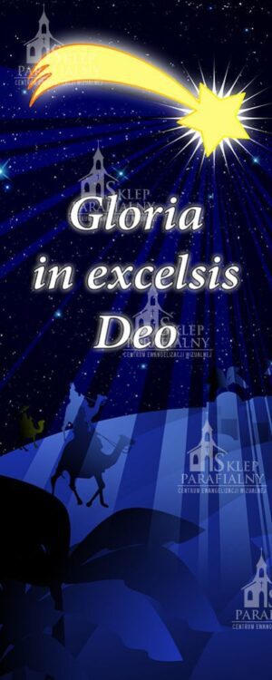 Baner na Boże Narodzenie, ozdoba świąteczna, motywy religijne, grafika, wysokiej jakości materiał, idealny do kościoła i świątecznych uroczystości.