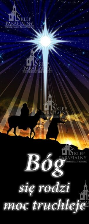 Baner na Boże Narodzenie, ozdoba świąteczna, motywy religijne, grafika, wysokiej jakości materiał, idealny do kościoła i świątecznych uroczystości.