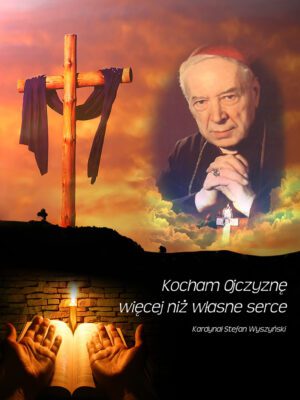 dekoracja na triduum paschalne, kardynał wyszyński , ręce,świało krzyż z fioletową tkaniną