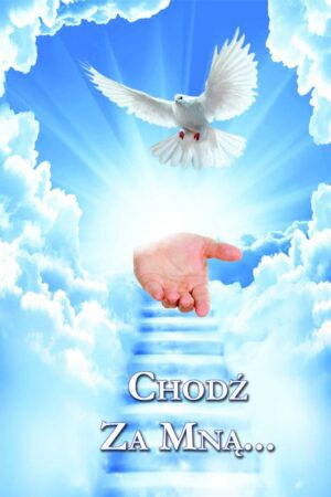 Tło do Grobu Pańskiego z motywem gołębicy jako symbolu Ducha Świętego , ręka , niebo, schody