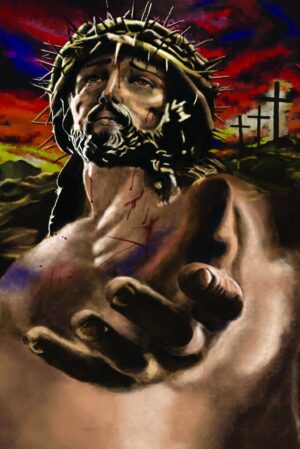 tło do grobu z jezusem w koronie cierniowej