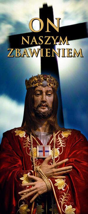 baner na rekolekcje z napisem on naszym zbawicielem