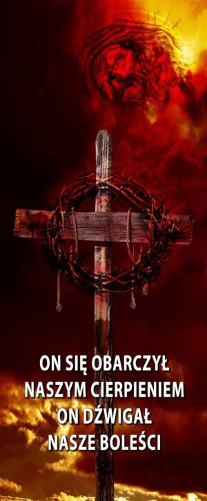 baner na wielki post, żywe kolory, kryż, korona cierniowa