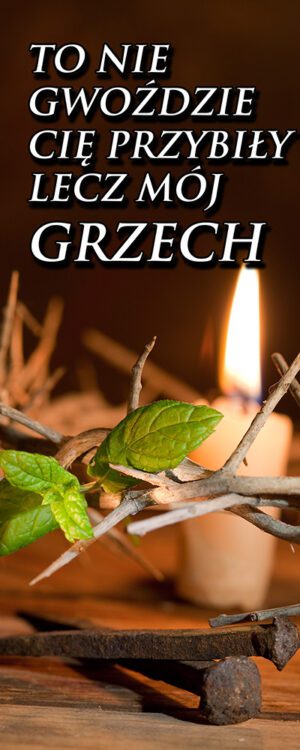 „Baner na Wielki Post z krzyżem i Jezusem– dekoracja do kościoła”