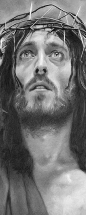 „Baner na Wielki Post z krzyżem i Jezusem– dekoracja do kościoła”