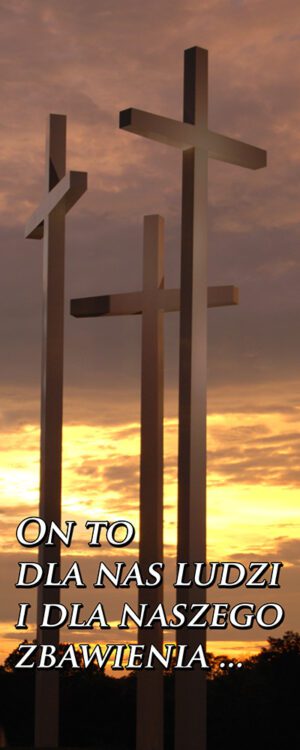 „Baner na Wielki Post z krzyżem i Jezusem– dekoracja do kościoła”