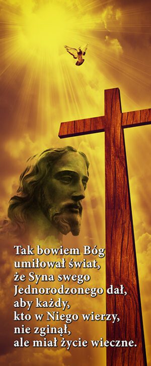 baner na wielki post z twarzą jezusa i krzyżem