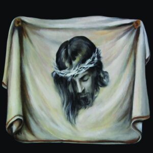 Chusta św Weroniki tkanina dekoracyjna wzór 8 zamknięte oczy Chrystusa