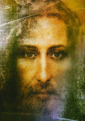 Chusta św Weroniki tkanina dekoracyjna wzór 6 złoty wizerunek Chrystusa