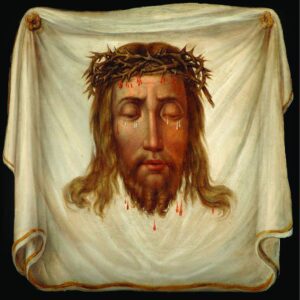 Chusta św Weroniki tkanina dekoracyjna wzór 7 krwawe łzy Chrystusa