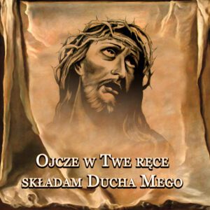 Tekst alternatywny: Tło do ciemnicy 150x200 cm na banerze premium – wizerunek uwięzionego Chrystusa za kratami, dekoracja wielkopostna do kościoła.